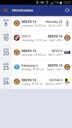 Wedstrijdzaken screenshot