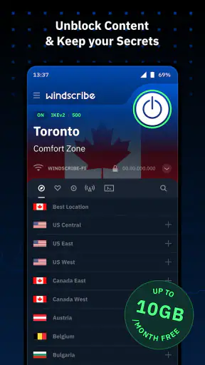 Windscribe VPN screenshot
