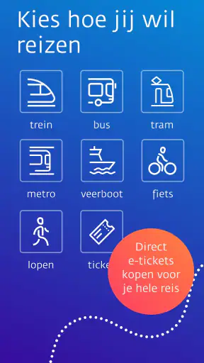 9292 reisplanner OV + e-ticket screenshot