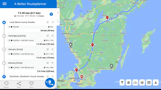 A Better Routeplanner (ABRP) screenshot