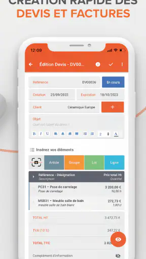 Artinove, Devis Facture facile screenshot