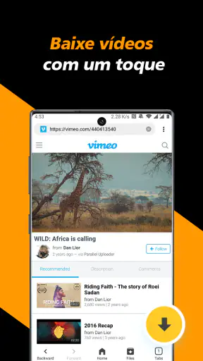 Baixador de Vídeos, Baixador screenshot