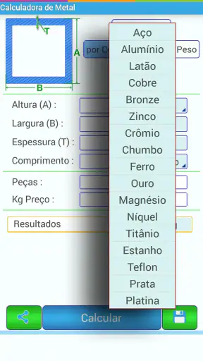 Calculadora de Pesos Metal Pro screenshot