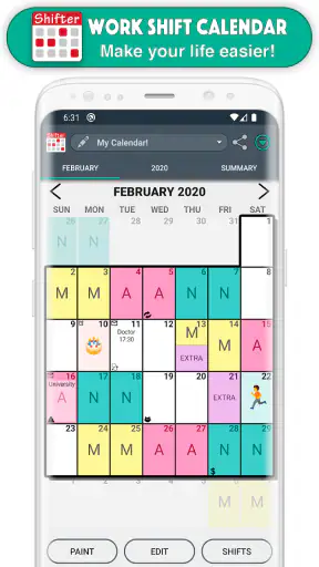 Calendário de turnos screenshot