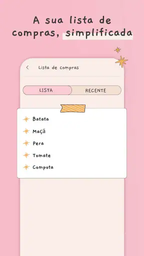Cardápio semanal lista compras screenshot