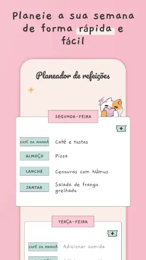 Cardápio semanal lista compras screenshot