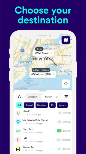Compare rideshares & taxis screenshot