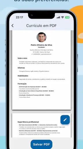 Criador de Currículo Vitae PDF screenshot