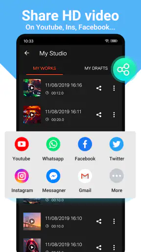 Criador de vídeo com música screenshot
