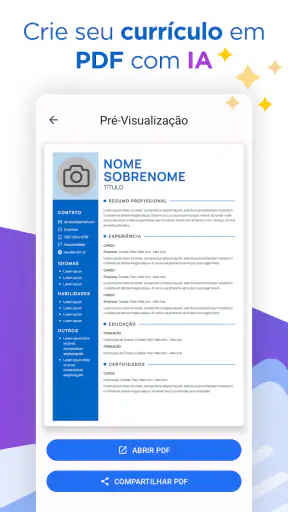 Criar Currículo com IA, CV PDF screenshot