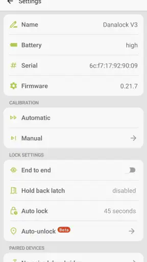 Danalock screenshot