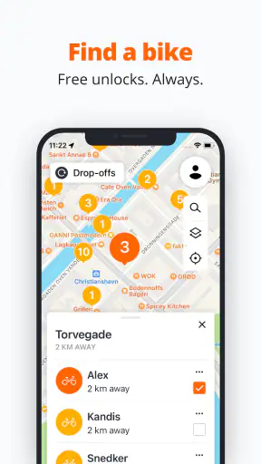Donkey Republic Bike share screenshot