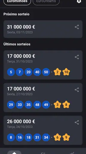 EuroResultados Milhões Dreams screenshot