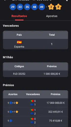 EuroResultados Milhões Dreams screenshot