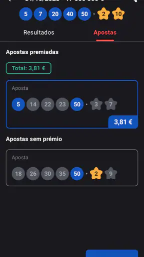 EuroResultados Milhões Dreams screenshot