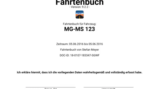 Fahrtenbuch screenshot
