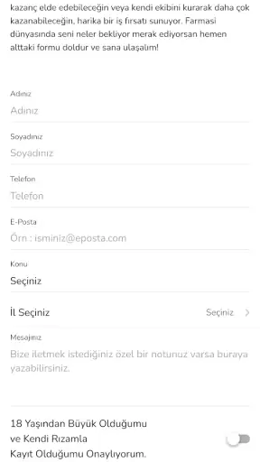 Farmasi Girişim Üyelik / Kayıt screenshot