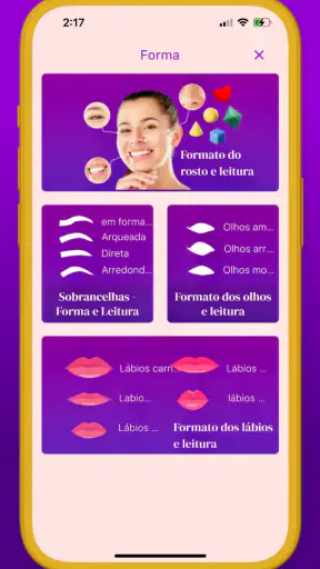Formato e beleza do rosto test screenshot