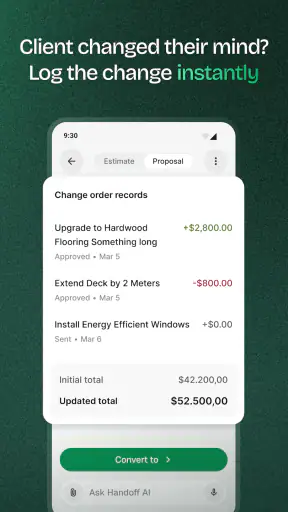 Handoff Construction Estimator screenshot