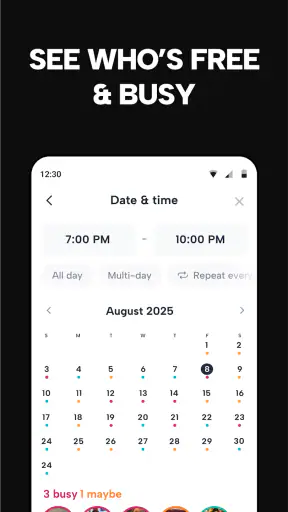 Howbout: social calendar screenshot