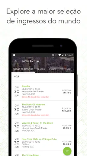 Ingressos viagogo screenshot