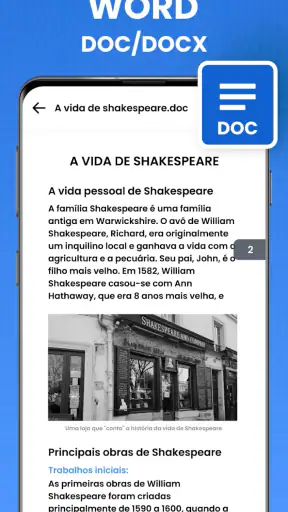 Leitor de documentos: PDF, DOC screenshot