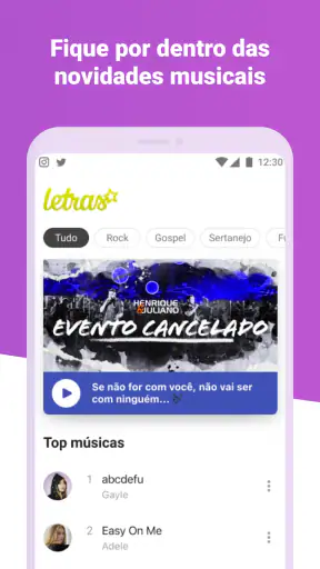 Letras - Letras de músicas screenshot