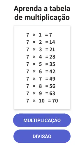 Matematica atividade: tabuada screenshot
