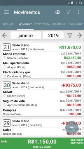 Meu orçamento screenshot