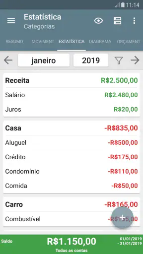 Meu orçamento screenshot
