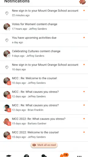 Moodle screenshot