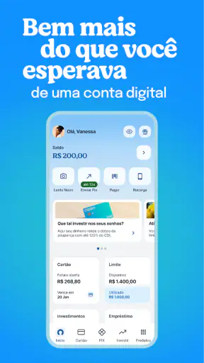 Neon cartão de crédito e conta screenshot