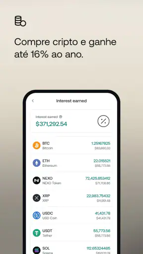 Nexo: Patrimônio cripto screenshot