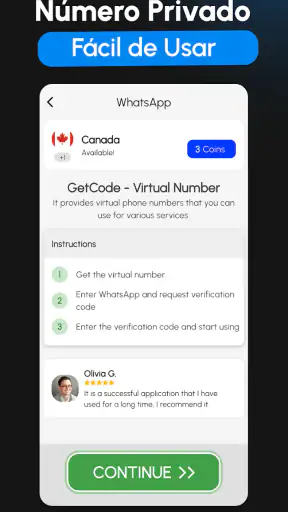 Números virtuais SMS - GetCode screenshot
