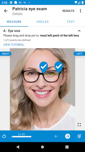 Optometry eye distance measure screenshot
