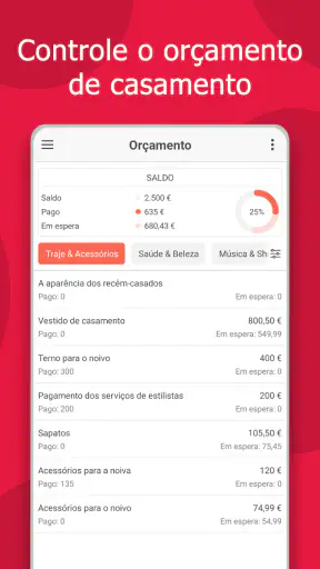 Planejador de casamentos MyWed screenshot
