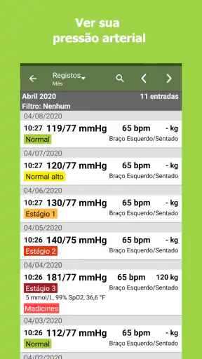 Rastreador de Pressão Arterial screenshot