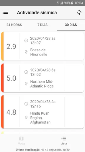Sismos@IPMA screenshot