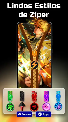 Tela de Bloqueio de Zíper Tema screenshot