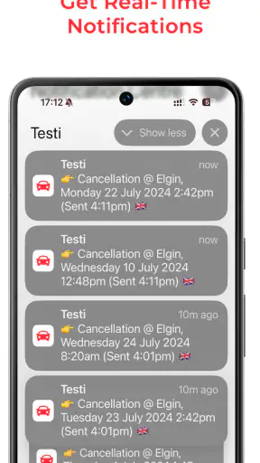 Testi Driving Cancellations UK screenshot