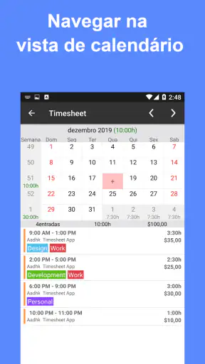 Timesheet - Horas Trabalhadas screenshot