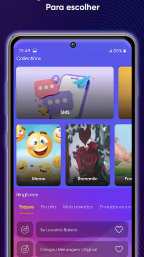 Toques para telefone celular screenshot