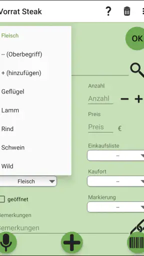 Vorrat, Lager, Einkaufslisten screenshot