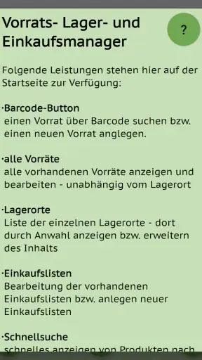 Vorrat, Lager, Einkaufslisten screenshot
