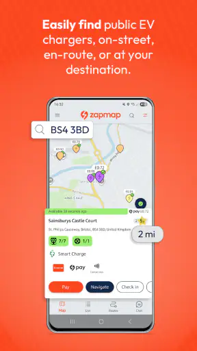 Zapmap: EV charging points map screenshot